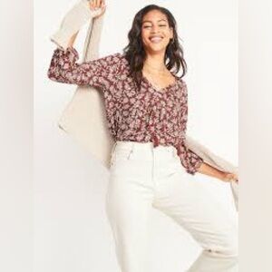 Old Navy Printed Tie-Neck Boho Swing Blouse Size XS